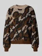 Swetry damskie - Sweter z dzianiny o kroju oversized z prążkowanymi wykończeniami model ‘LOMA’ - miniaturka - grafika 1
