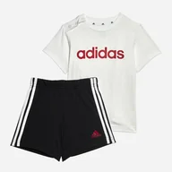 Dresy i komplety dla chłopców - Komplet chłopięcy letni (koszulka + spodenki) Adidas I Lin Co T Set HR5890 98 Biały/Czarny (4066748153534) - miniaturka - grafika 1