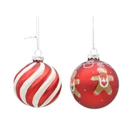 Bombki - Bombka szklana 8 cm mix wzorów czerwona - miniaturka - grafika 1
