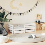 Łóżeczka i kojce - vidaXL Rama łóżka dziecięcego z szufladami, biała, 70x140 cm, sosnowa - miniaturka - grafika 1