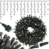 Oświetlenie świąteczne - Kurtyna świetlna 500 led girlanda, lampki zewnętrzne sople ciepły biały + flash - miniaturka - grafika 1