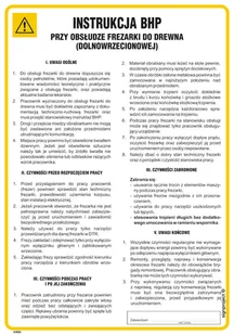 IAB06 INSTRUKCJA BHP PRZY OBSŁUDZE FREZARKI DO DREWNA (DOLNOWRZECIONOWEJ), PN - PŁYTA PCV 1MM; (245X350MM) - Instrukcje stanowiskowe BHP - miniaturka - grafika 1