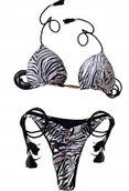 Stroje kąpielowe - STRÓJ KĄPIELOWY DWUCZĘŚCIOWY BIKINI MODNY WZÓR ZEBRA M - miniaturka - grafika 1