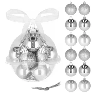 Springos Bombki choinkowe 12 szt ozdoby świąteczne zestaw 3cm srebrny UNIWERSALNY 30305-uniw - Bombki - miniaturka - grafika 1