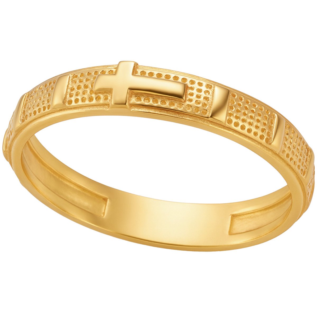 Biżuteria srebrna 925 pozłacany pierścionek z krzyżem r18 różaniec