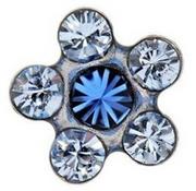 Piercing - Kolczyki - system 75 - stokrotka z niebieskimi kryształami swarovskiego - srebrne (7512 - 6399) - miniaturka - grafika 1