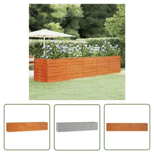 The Living Store Podwyższona donica - rdzawa - 400x80x77 cm - stal kortenowska - Donica Ogrodowa - Donice - miniaturka - grafika 1