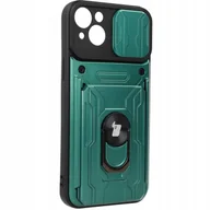 Etui i futerały do telefonów - Bizon Etui Case CamShield Card Slot Ring do iPhone 14 Plus zielone - miniaturka - grafika 1