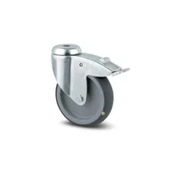 Pozostałe wyposażenie warsztatu - Antystatyczne koło obrotowe z hamulcem, 75 mm, otwór centralny, guma szara - miniaturka - grafika 1