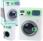 Zabawy w naśladowanie dorosłych - Pralka Dla Dzieci Obrotowy Bęben Światła Dźwięki Biało Zielona - miniaturka - grafika 1