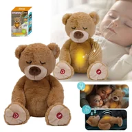 Zabawki interaktywne dla dzieci - Szumiący Miś Pluszak 5w1 Przytulanka Oddychająca USYPIANKA Czujnik Snu - miniaturka - grafika 1