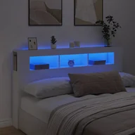 Zabezpieczenia dla dzieci - vidaXL Wezgłowie łóżka z LED, białe, 180x18,5x103,5 cm - miniaturka - grafika 1