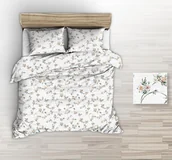 Pościel - Pościel Z Kory 140X200 Biała Morelowe Bukieciki - miniaturka - grafika 1