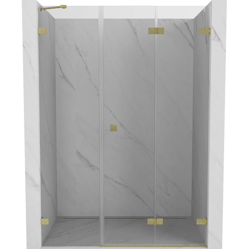 Mexen Lunar-F drzwi prysznicowe składane prawe 115 cm, transparent, złote szczotkowane - 836S-115-050-55-00-P