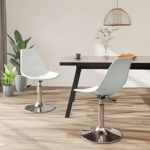 shumee Obrotowe krzesła stołowe 2 szt. białe PP - Krzesła - miniaturka - grafika 1