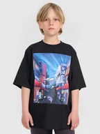 Koszulki dla chłopców - 4F T-shirt oversize z nadrukiem chłopięcy - czarny 122 (6-7 lat) - miniaturka - grafika 1