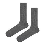 Skarpetki męskie - Skarpety wełniane grube szare w prążek EM 6 - EM Men's Accessories - miniaturka - grafika 1