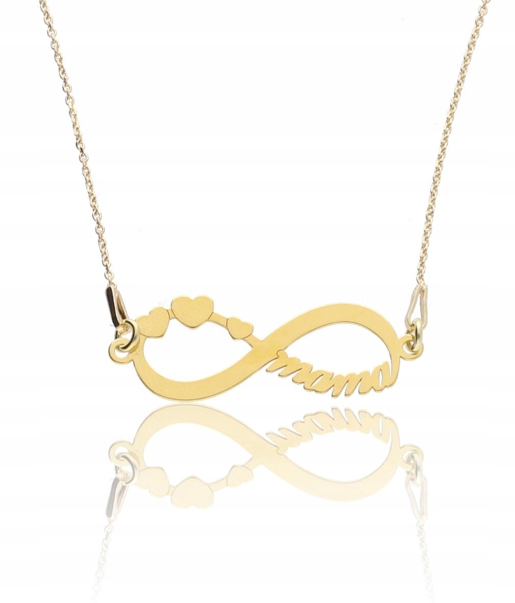 Złoty naszyjnik nieskończoność z napisem MAMA dla mamy DZIEŃ MATKI srebro
