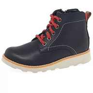 Kozaki damskie - Clarks Klasyczne kozaki chłopięce Crown Hike K, Niebieski Navy Leather Navy Leather, 33 EU - miniaturka - grafika 1