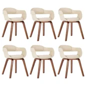 Krzesła - vidaXL Krzesła stołowe 6 szt. kremowe gięte drewno i sztuczna skóra 3092390 - miniaturka - grafika 1