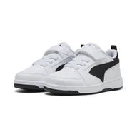 Buty dla dziewczynek - Dziecięce sneakersy PUMA Rebound V6 Lo PUMA White Black transparent - miniaturka - grafika 1