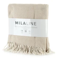 Koce - Koc narzuta 180x220 Pled beżowy kremowy z frędzlami - miniaturka - grafika 1