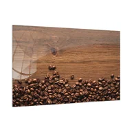 Biuro i firma OUTLET - OUTLET Obraz szklany DREWNO KAWA ZIARNA KAWY 60x40cm ozdobna szklana tablica magnetyczna - miniaturka - grafika 1