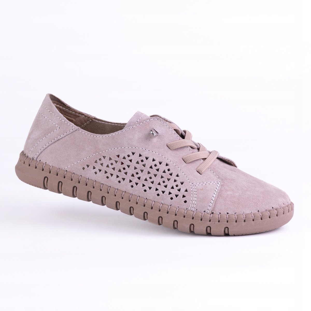 Sportowe damskie trampki GOODIN GD-RS-2104 skóra ażurek elastyczne braz 41