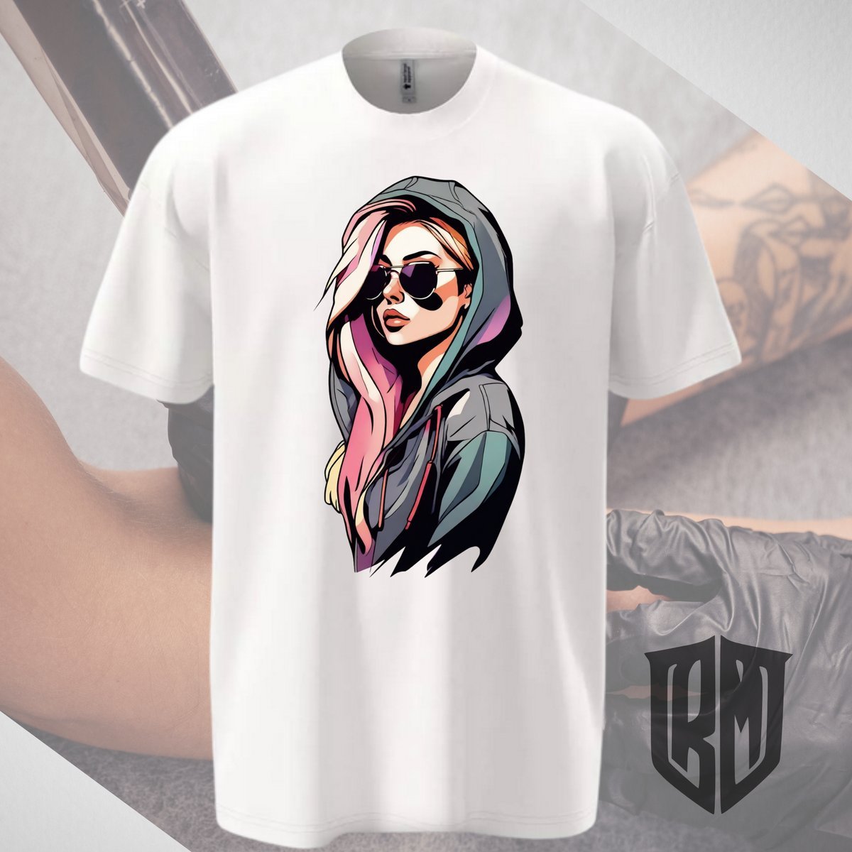 T-Shirt Koszulka OVERSIZE z nadrukiem biała rozmiar XL nadruk tatuaż kobieta graficzna