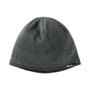 Czapka zimowa Jack Wolfskin BRAND BEANIE Cool Grey - ONE SIZE - Czapki męskie - miniaturka - grafika 1