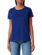 Koszulki i topy damskie - Armani Exchange Damska koszulka z logotypem Boyfriend Fit, Blau, XS - miniaturka - grafika 1