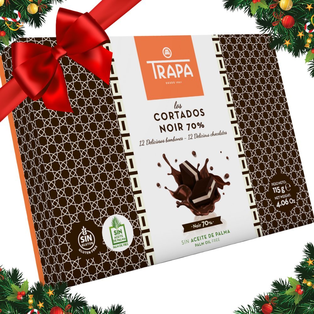 Bombonierka z czekoladkami z nadzieniem orzech laskowy 70% kakao bez glutenu 115g Trapa