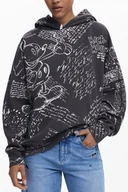 Bluzy damskie - CZARNA BLUZA DAMSKA Z ROZPINANYM NA ZAMEK DESIGUAL - miniaturka - grafika 1