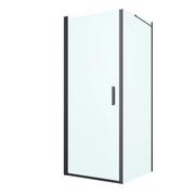 Kabiny prysznicowe - Oltens Rinnan kabina prysznicowa 80x90 cm prostokątna drzwi ze ścianką czarny mat/szkło przezroczyste 20212300 - miniaturka - grafika 1