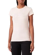 Koszulki i topy damskie - Armani Exchange Damska koszulka Slim Fit Stretch Cotton Embellished Logo Fitted Tee T-Shirt, Rosa, XS - miniaturka - grafika 1