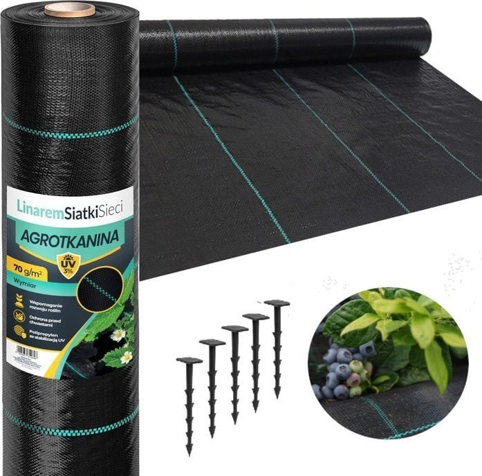 Linarem SiatkiSieci AGROTKANINA 70g 3,2x50m AGROWŁÓKNINA CZARNA MATA SCÓŁKUJĄCA NA CHWASTY UV3