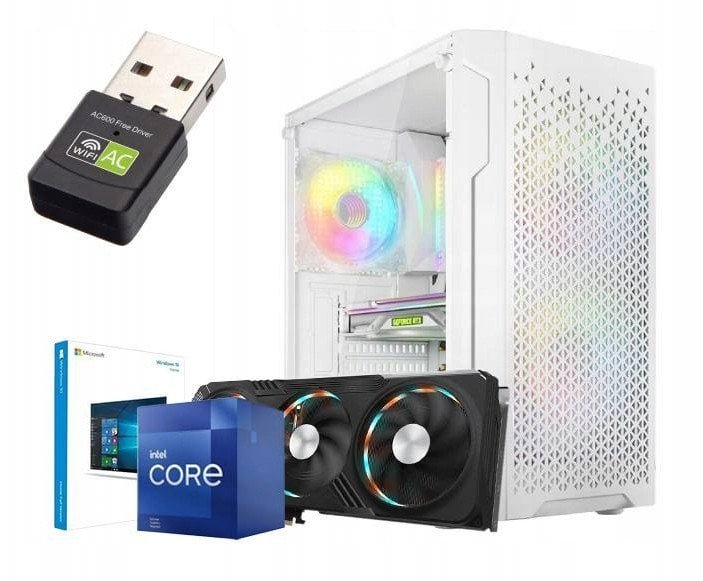 BIAŁY KOMPUTER GAMINGOWY DO GIER CORE i5 14400 32GB RTX 3050 M2 1TB W11 RGB