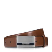 Paski - Męski pasek skórzany z metalową klamrą - miniaturka - grafika 1