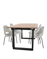Stoły - Zestaw stół rozkładany Grand + 4 krzesła do jadalni Costa Steel Black - miniaturka - grafika 1