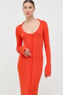Sukienki - Patrizia Pepe sukienka kolor pomarańczowy midi dopasowana - miniaturka - grafika 1
