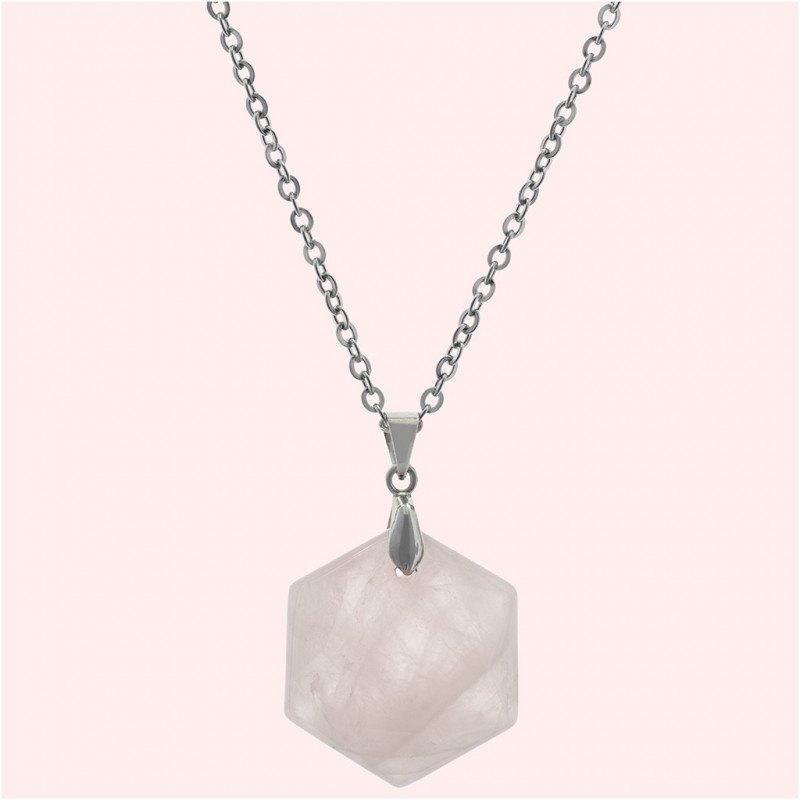 Kamień różowy kwarc sześciokąt