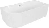 Wanny - Mexen Gia wanna wolnostojąca narożna ryflowana prawa 170 x 80 cm, biała połysk, przelew gun metal - 52701708000P-95 - miniaturka - grafika 1