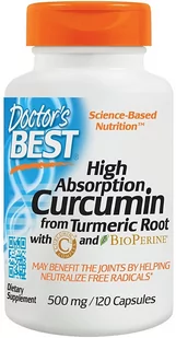 Doctor's Best - Ekstrakt z Korzenia Kurkumy + BioPerine, 500mg, 120 kapsułek - Suplementy naturalne - miniaturka - grafika 1