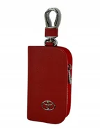 Etui na klucze - SKÓRZANE ETUI na klucze TOYOTA logo KLUCZYK samochodowy ELEGANCKI czerwony - miniaturka - grafika 1