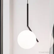Lampy sufitowe - FLOS Lampa wisząca designerska IC S2, możliwość ściemniania, czarny, salon / jadalnia, szkło, design - miniaturka - grafika 1