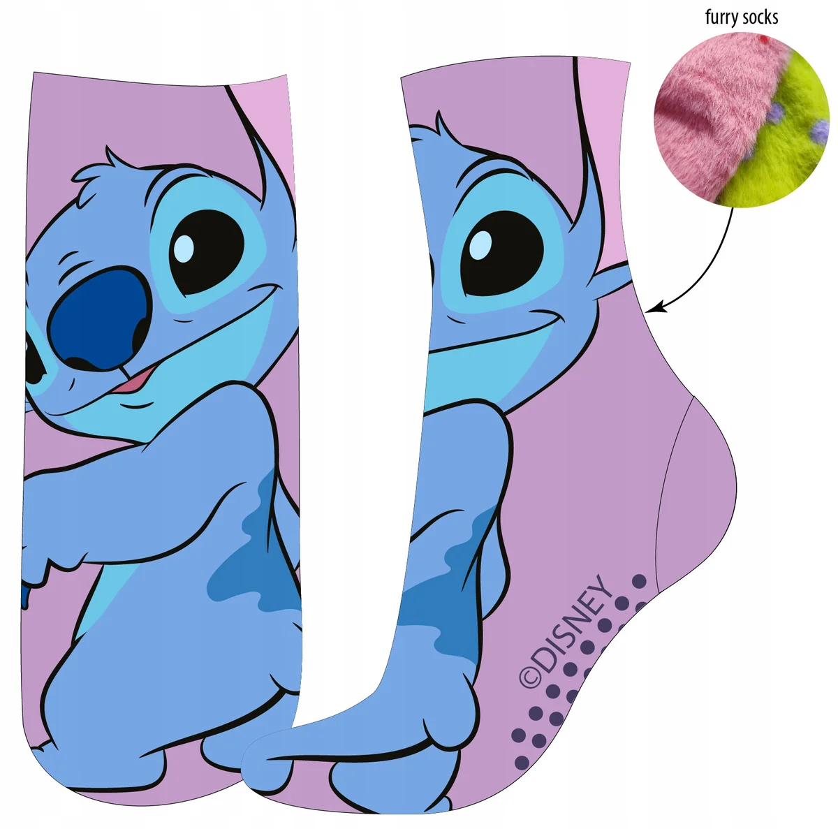 STITCH DISNEY futrzane milutkie skarpetki antypoślizgowe ABS 23-26