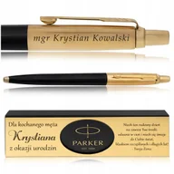 Długopisy - Złoty Długopis Parker Jotter Czarny 24 Karaty + Pudełko Z Dedykacją Grawer - miniaturka - grafika 1