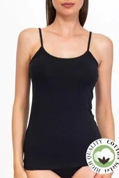 Koszulka damska na cienkich ramiączkach z bawełny organicznej czarna 1430 Sielei - Bielizna nocna - miniaturka - grafika 1