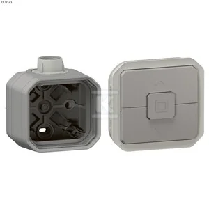 Przycisk sterowania roletami, mechanizm 6A-250V~- szary, NOWE PLEXO 55 + Puszka natynkowa pojedyncza z przepustem kablowym PG20 - szara, NOWE PLEXO - Sterowanie roletami - miniaturka - grafika 1