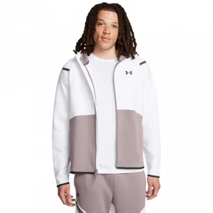 Męska bluza dresowa rozpinana z kapturem Under Armour UA Unstoppable Flc Fz Hd Eu - biała - UNDER ARMOUR - Bluzy sportowe męskie - miniaturka - grafika 1